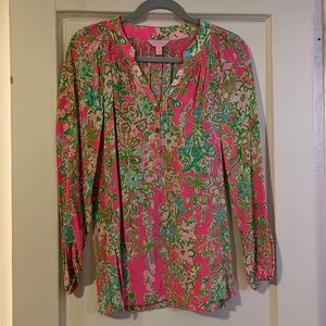 Lilly Pulitzer Elsa 100% silk top in Southern Charm
